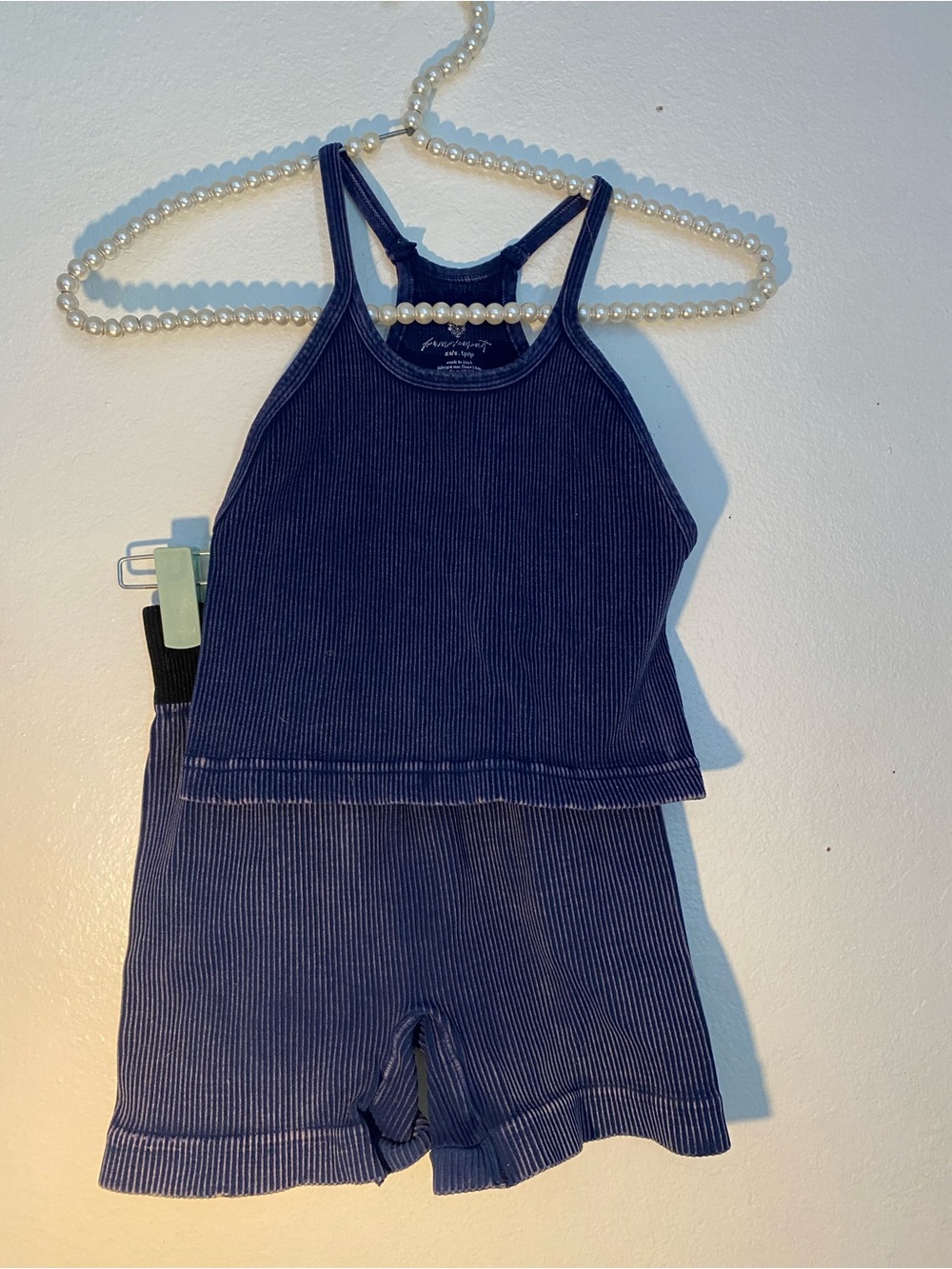 Free people movement size XS/ S blue matching ribbed workout set